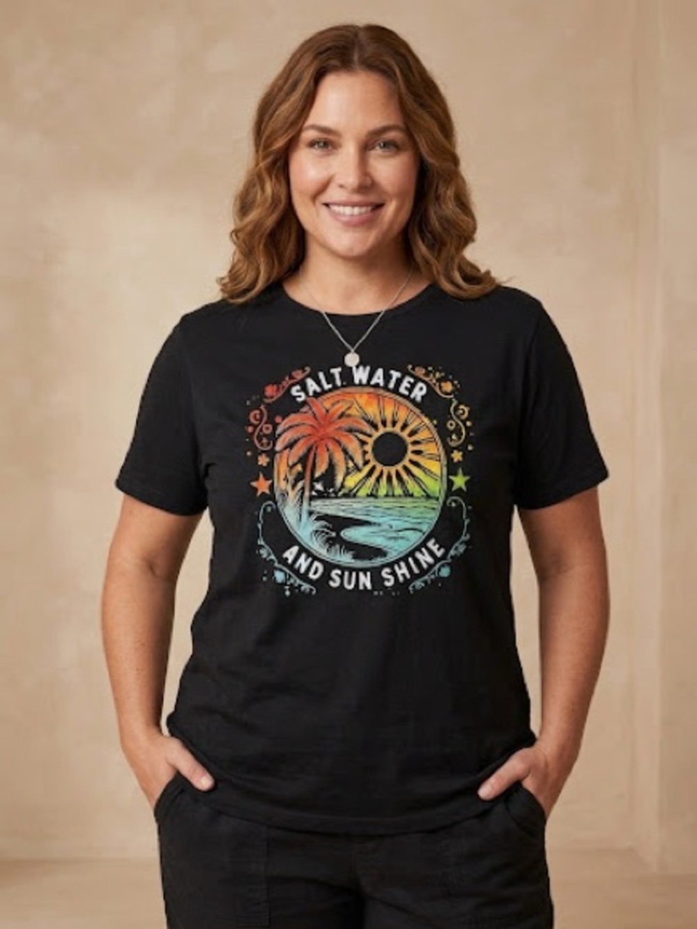 Salt Water and Sun Shine Graphic Women's Tee - Black